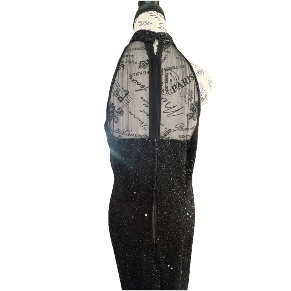 Stenay Vintage Black Beaded Sparky Silk Gown Maxi Dress sz 12 - Picture 3 of 10
